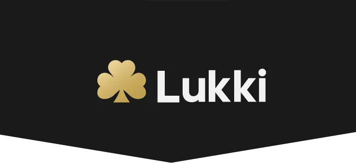 Lukki Casino logo: gold clover and white wordmark