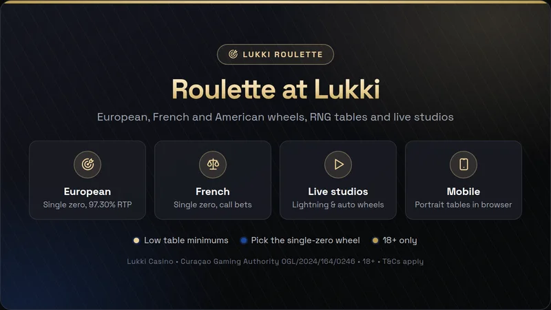 Roulette wheel and betting layout at Lukki Casino